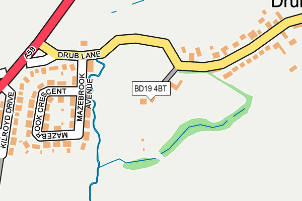 BD19 4BT map - OS OpenMap – Local (Ordnance Survey)