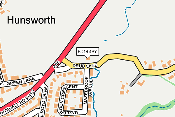 BD19 4BY map - OS OpenMap – Local (Ordnance Survey)