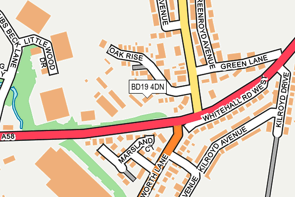 BD19 4DN map - OS OpenMap – Local (Ordnance Survey)