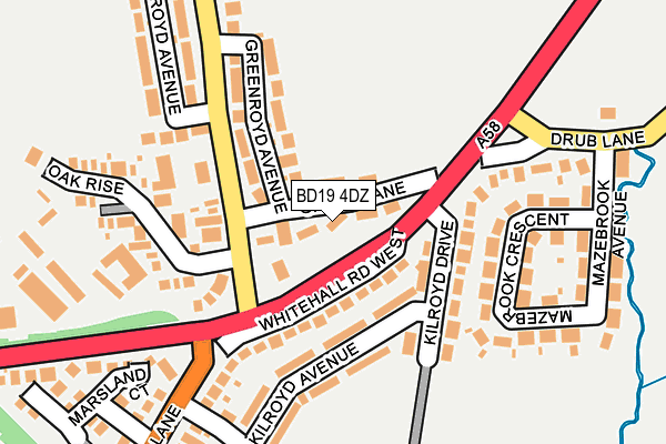 BD19 4DZ map - OS OpenMap – Local (Ordnance Survey)