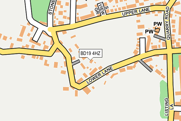 BD19 4HZ map - OS OpenMap – Local (Ordnance Survey)