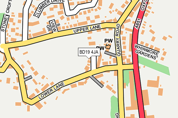 BD19 4JA map - OS OpenMap – Local (Ordnance Survey)
