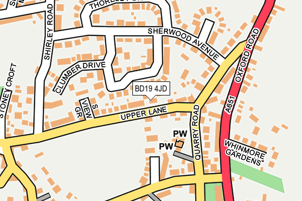 BD19 4JD map - OS OpenMap – Local (Ordnance Survey)
