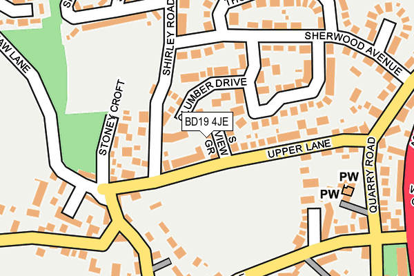 BD19 4JE map - OS OpenMap – Local (Ordnance Survey)