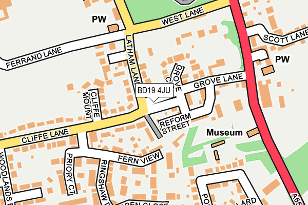 BD19 4JU map - OS OpenMap – Local (Ordnance Survey)