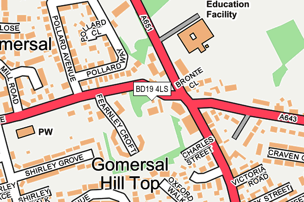 BD19 4LS map - OS OpenMap – Local (Ordnance Survey)
