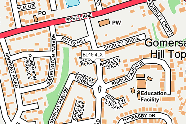 BD19 4LX map - OS OpenMap – Local (Ordnance Survey)