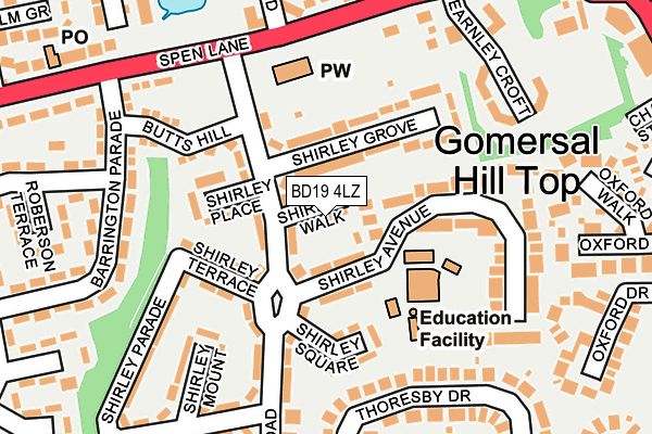 BD19 4LZ map - OS OpenMap – Local (Ordnance Survey)