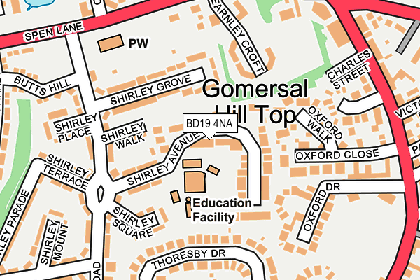 BD19 4NA map - OS OpenMap – Local (Ordnance Survey)