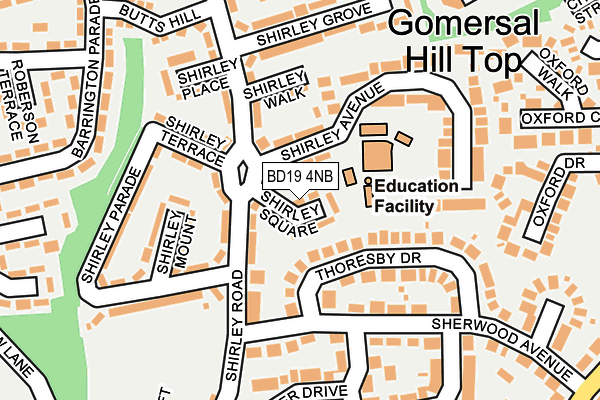BD19 4NB map - OS OpenMap – Local (Ordnance Survey)