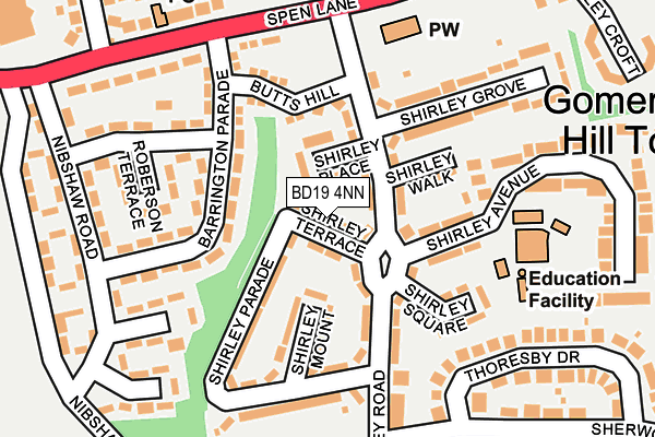 BD19 4NN map - OS OpenMap – Local (Ordnance Survey)