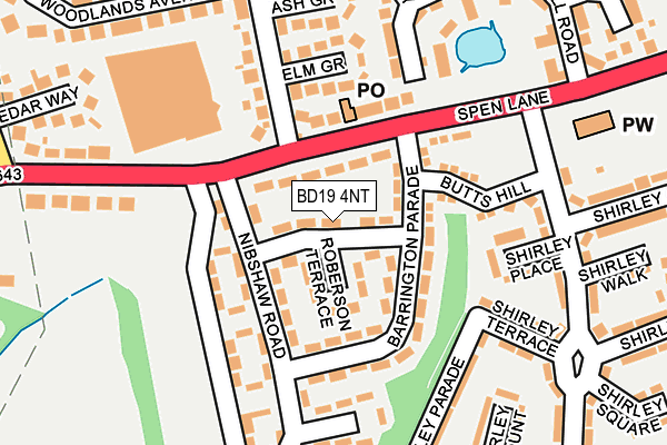 BD19 4NT map - OS OpenMap – Local (Ordnance Survey)