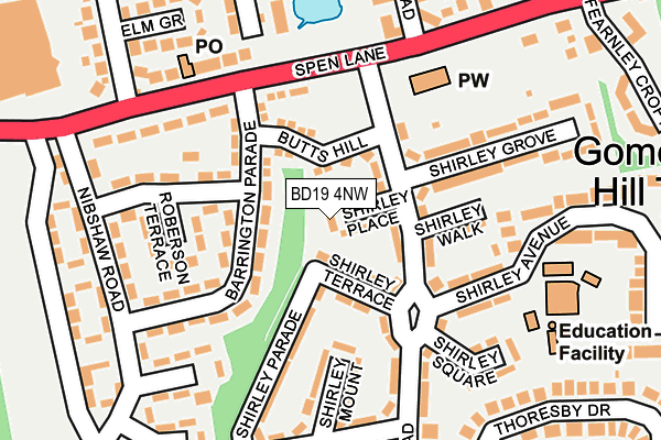 BD19 4NW map - OS OpenMap – Local (Ordnance Survey)