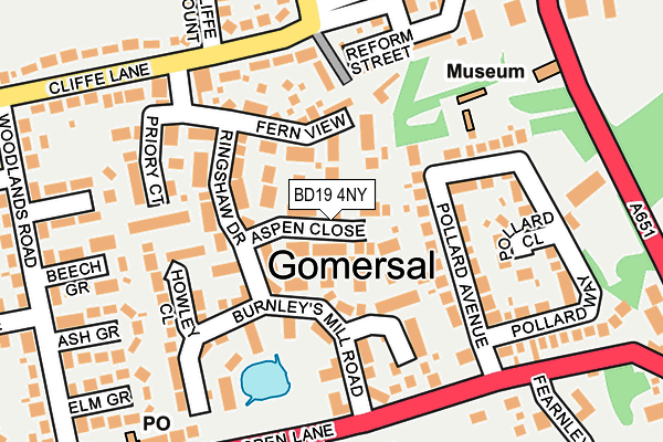 BD19 4NY map - OS OpenMap – Local (Ordnance Survey)