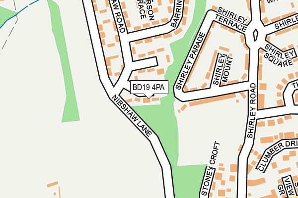 BD19 4PA map - OS OpenMap – Local (Ordnance Survey)