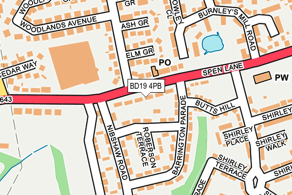 BD19 4PB map - OS OpenMap – Local (Ordnance Survey)