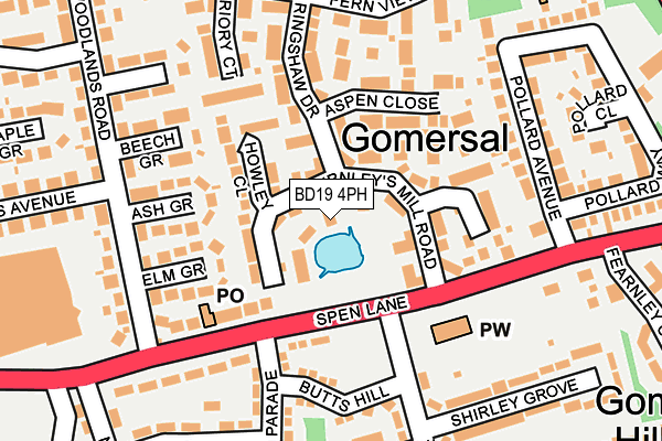 BD19 4PH map - OS OpenMap – Local (Ordnance Survey)