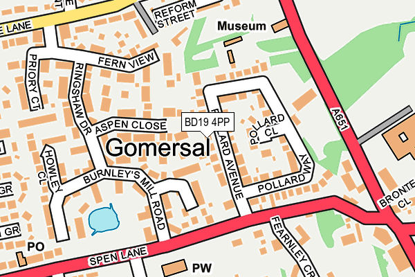 BD19 4PP map - OS OpenMap – Local (Ordnance Survey)