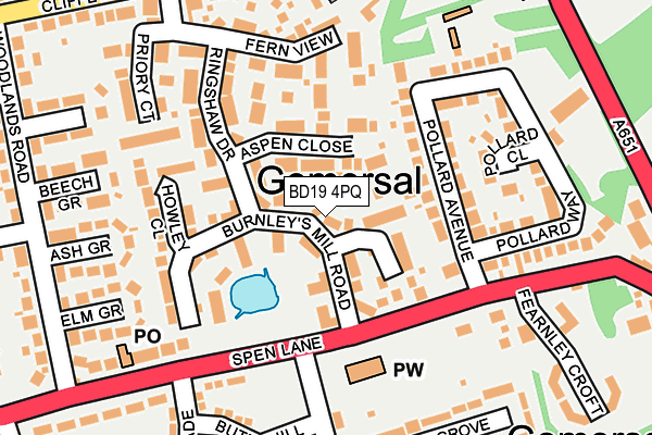 BD19 4PQ map - OS OpenMap – Local (Ordnance Survey)