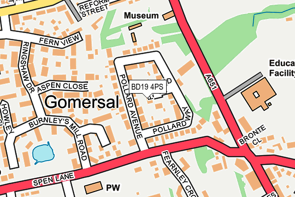 BD19 4PS map - OS OpenMap – Local (Ordnance Survey)