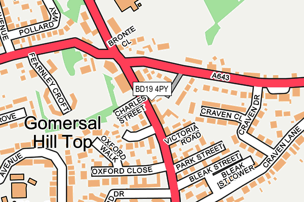 BD19 4PY map - OS OpenMap – Local (Ordnance Survey)