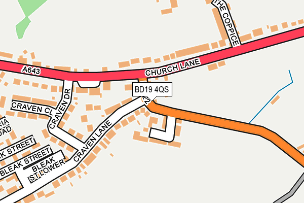 BD19 4QS map - OS OpenMap – Local (Ordnance Survey)