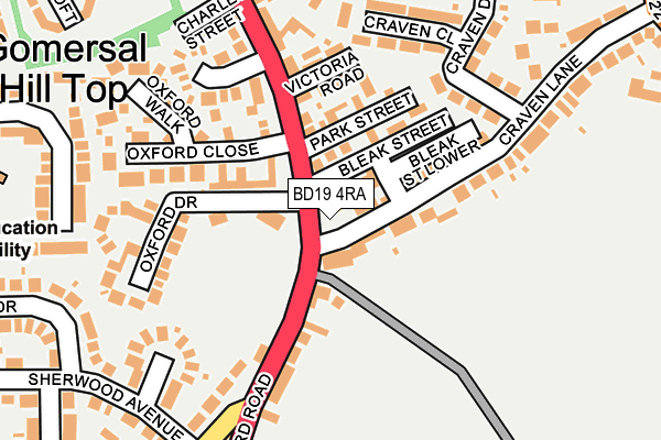 BD19 4RA map - OS OpenMap – Local (Ordnance Survey)