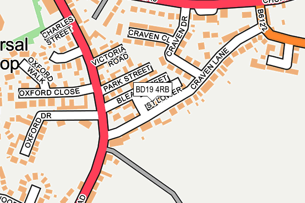 BD19 4RB map - OS OpenMap – Local (Ordnance Survey)