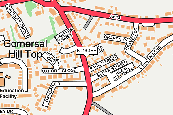BD19 4RE map - OS OpenMap – Local (Ordnance Survey)