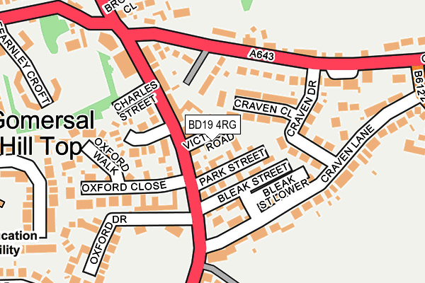 BD19 4RG map - OS OpenMap – Local (Ordnance Survey)
