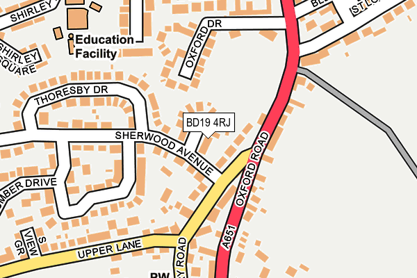 BD19 4RJ map - OS OpenMap – Local (Ordnance Survey)