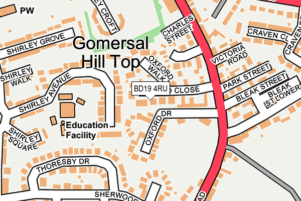 BD19 4RU map - OS OpenMap – Local (Ordnance Survey)