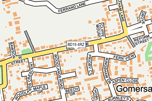 BD19 4RZ map - OS OpenMap – Local (Ordnance Survey)