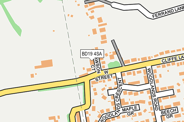 BD19 4SA map - OS OpenMap – Local (Ordnance Survey)