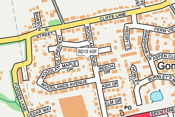 BD19 4SF map - OS OpenMap – Local (Ordnance Survey)