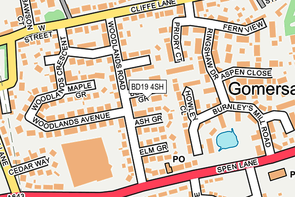 BD19 4SH map - OS OpenMap – Local (Ordnance Survey)