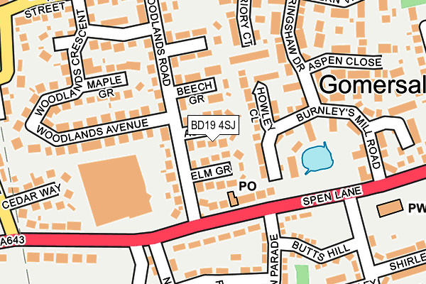 BD19 4SJ map - OS OpenMap – Local (Ordnance Survey)