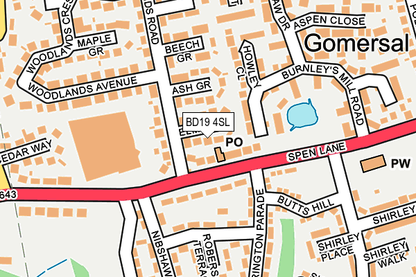 BD19 4SL map - OS OpenMap – Local (Ordnance Survey)