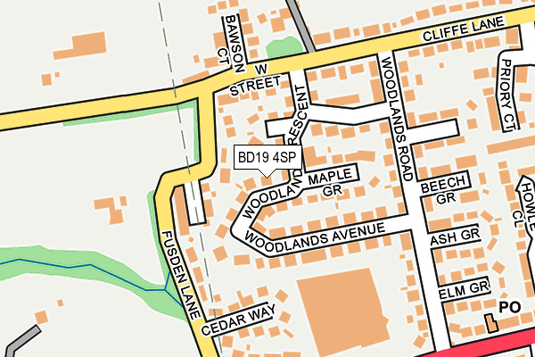 BD19 4SP map - OS OpenMap – Local (Ordnance Survey)