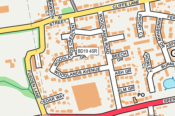 BD19 4SR map - OS OpenMap – Local (Ordnance Survey)