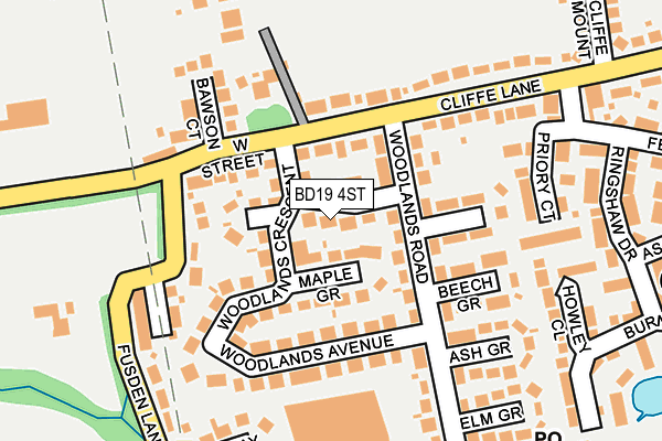 BD19 4ST map - OS OpenMap – Local (Ordnance Survey)