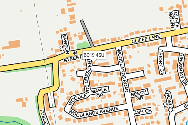 BD19 4SU map - OS OpenMap – Local (Ordnance Survey)