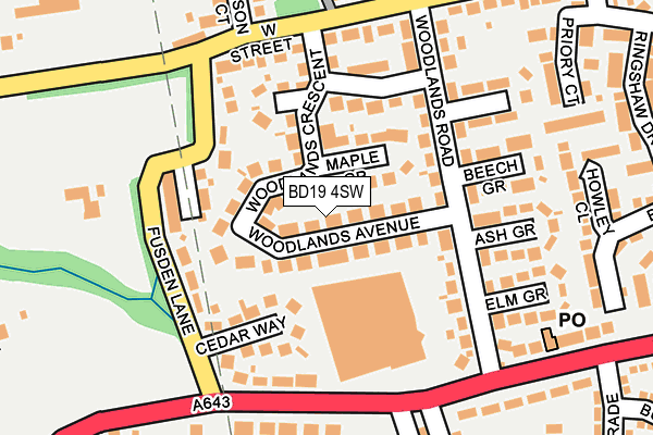 BD19 4SW map - OS OpenMap – Local (Ordnance Survey)