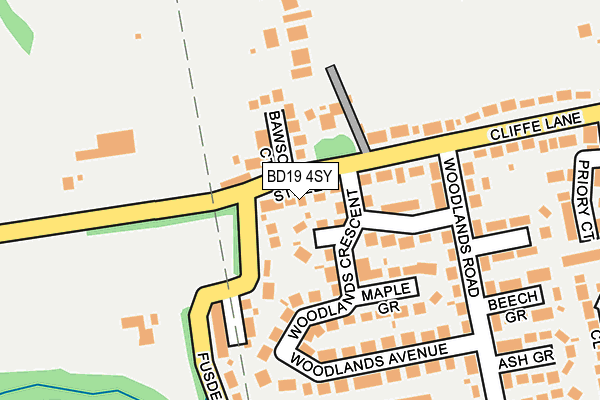 BD19 4SY map - OS OpenMap – Local (Ordnance Survey)