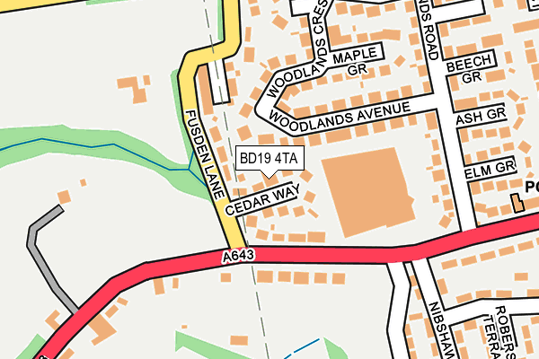 BD19 4TA map - OS OpenMap – Local (Ordnance Survey)