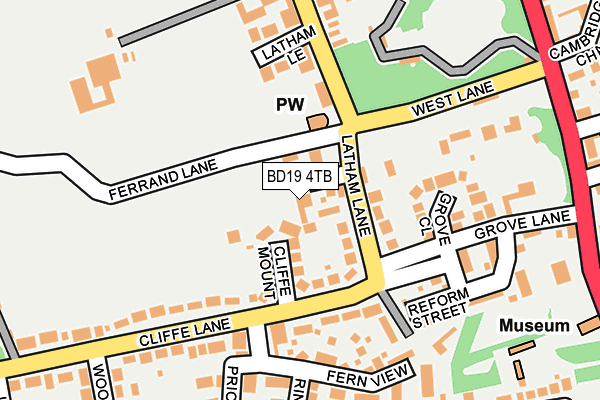 BD19 4TB map - OS OpenMap – Local (Ordnance Survey)