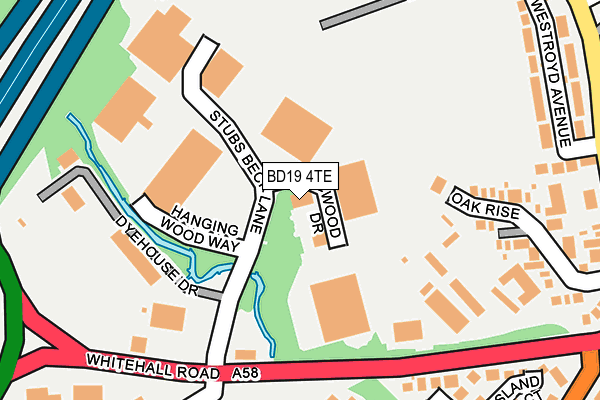 BD19 4TE map - OS OpenMap – Local (Ordnance Survey)