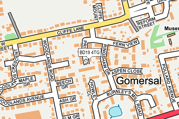 BD19 4TG map - OS OpenMap – Local (Ordnance Survey)