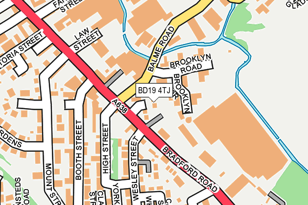 BD19 4TJ map - OS OpenMap – Local (Ordnance Survey)