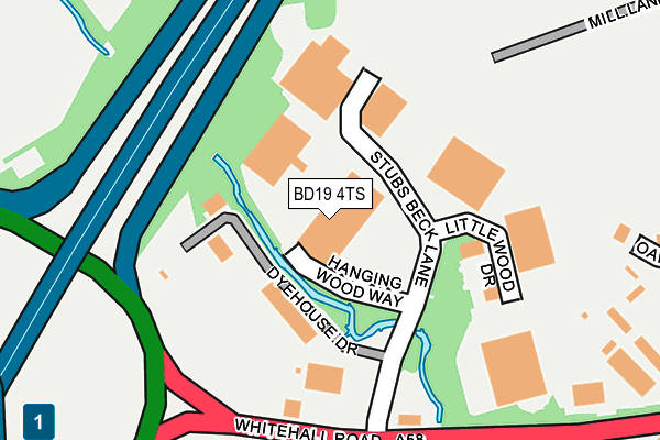 BD19 4TS map - OS OpenMap – Local (Ordnance Survey)